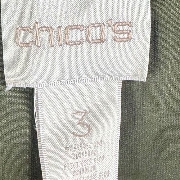 Chicos Shirt Top Tunic Blouse Sz 3 (XL 1X 16 18) Green Floral Peasant Gypsy - Picture 5 of 6